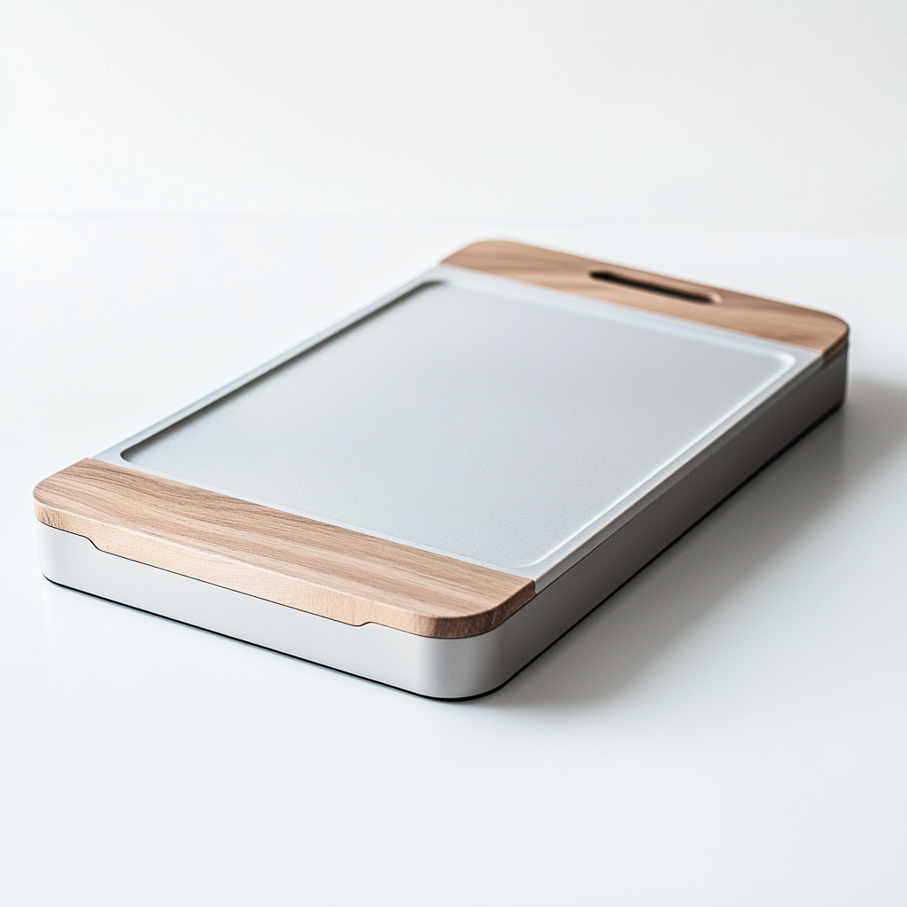 Quvos Reversible Cutting Board - 304 Food Grade Stainless Steel Side for Meat & Non-Slip PP Side for Vegetables - Anti-Odor & Easy Clean - Integrated Handle - Grey